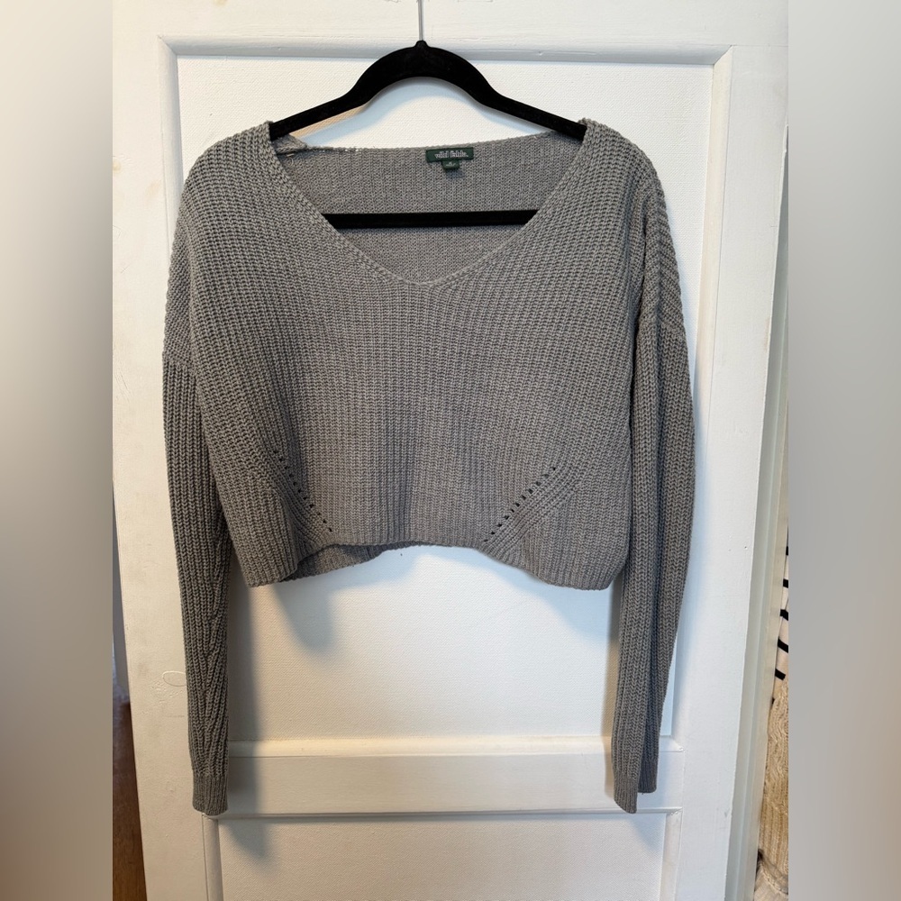 Wild Fable Gray Knit Cropped Sweater